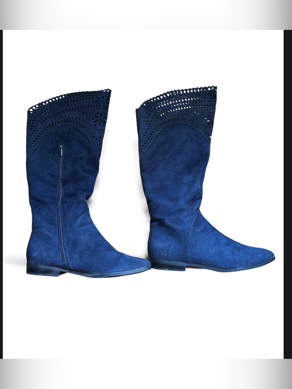Airways Women's Navy Laser-Cut Knee Boot size 8.5 *New*
